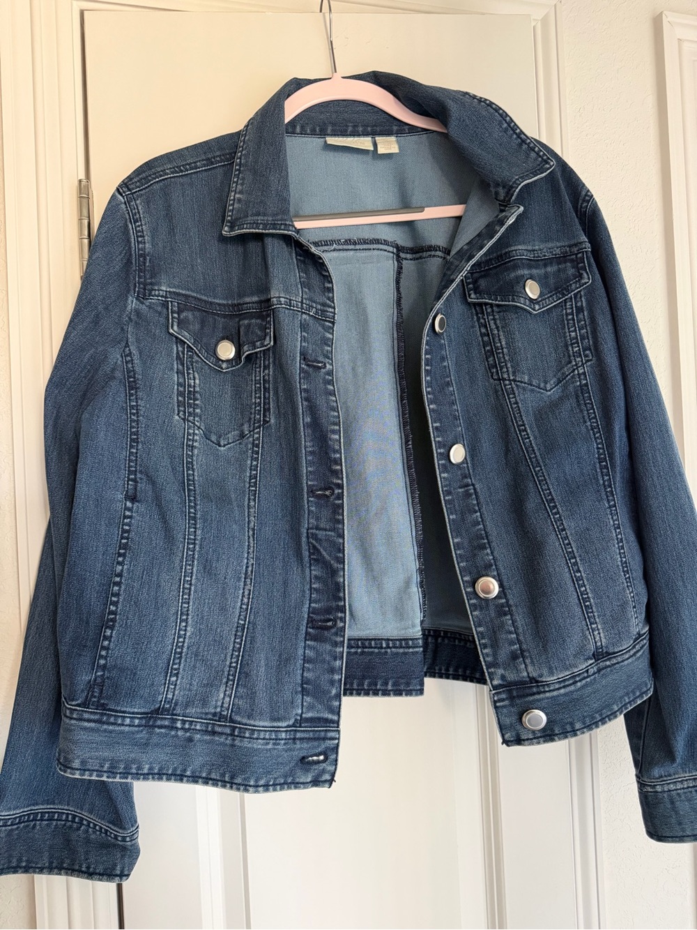Chico's Dark Blue Denim Jean Jacket Size 3 (XL)